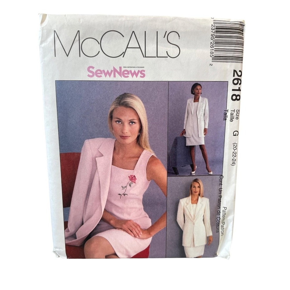 MCCALL'S 2618 Misses Dress Lined Jacket Sz (20-22-24) Y2K 2000s